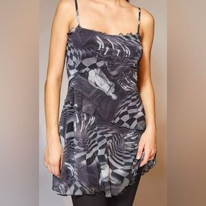 Urban Outfitters Black and Gray Slip Dress
